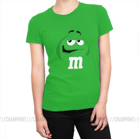 M&M's Chocolate Candy Tops Tees Character Face New Fashion Women's T Shirt Harajuku Cotton T-shirt for Female Funny Clothing