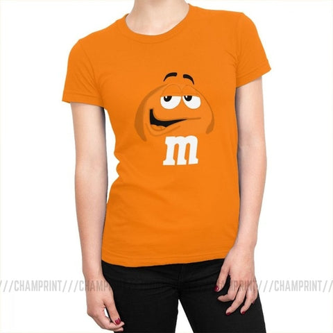 M&M's Chocolate Candy Tops Tees Character Face New Fashion Women's T Shirt Harajuku Cotton T-shirt for Female Funny Clothing
