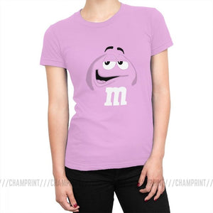 M&M's Chocolate Candy Tops Tees Character Face New Fashion Women's T Shirt Harajuku Cotton T-shirt for Female Funny Clothing