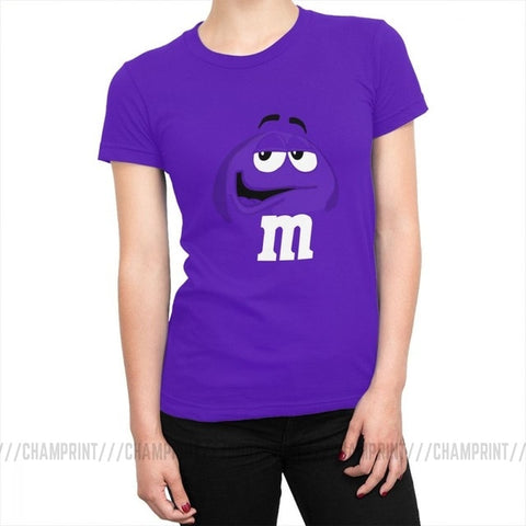 M&M's Chocolate Candy Tops Tees Character Face New Fashion Women's T Shirt Harajuku Cotton T-shirt for Female Funny Clothing