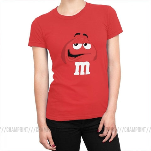 M&M's Chocolate Candy Tops Tees Character Face New Fashion Women's T Shirt Harajuku Cotton T-shirt for Female Funny Clothing