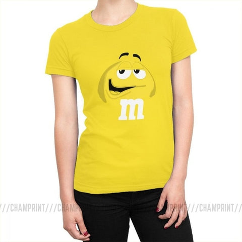 M&M's Chocolate Candy Tops Tees Character Face New Fashion Women's T Shirt Harajuku Cotton T-shirt for Female Funny Clothing