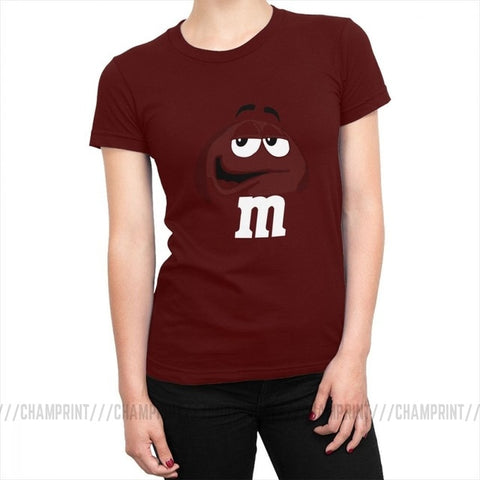 M&M's Chocolate Candy Tops Tees Character Face New Fashion Women's T Shirt Harajuku Cotton T-shirt for Female Funny Clothing