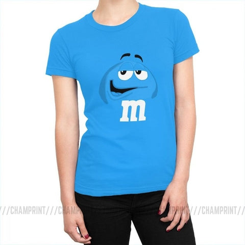 M&M's Chocolate Candy Tops Tees Character Face New Fashion Women's T Shirt Harajuku Cotton T-shirt for Female Funny Clothing