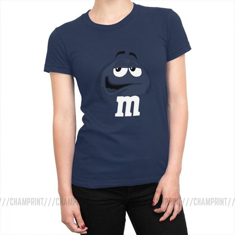 M&M's Chocolate Candy Tops Tees Character Face New Fashion Women's T Shirt Harajuku Cotton T-shirt for Female Funny Clothing