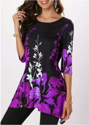 2019 Spring Autumn Large Size Women T Shirts Casual O-Neck Floral Print T Shirt Female T Shirt Plus Size 5XL Pullovers Tops Tees