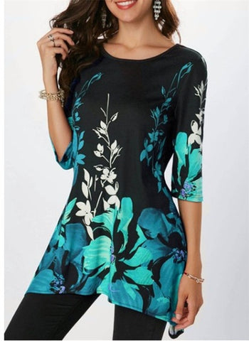 2019 Spring Autumn Large Size Women T Shirts Casual O-Neck Floral Print T Shirt Female T Shirt Plus Size 5XL Pullovers Tops Tees