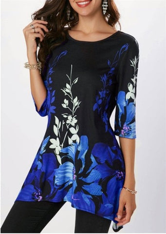2019 Spring Autumn Large Size Women T Shirts Casual O-Neck Floral Print T Shirt Female T Shirt Plus Size 5XL Pullovers Tops Tees