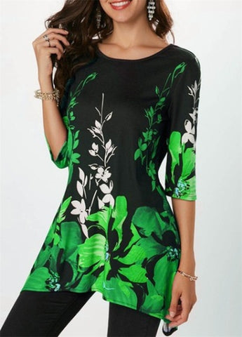2019 Spring Autumn Large Size Women T Shirts Casual O-Neck Floral Print T Shirt Female T Shirt Plus Size 5XL Pullovers Tops Tees