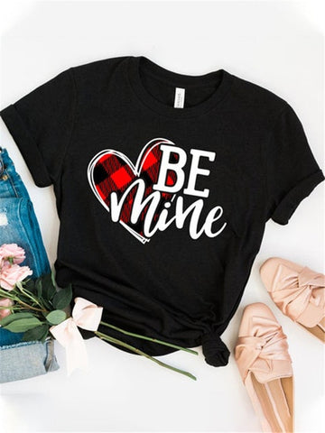 Valentine's Short Sleeve Top Women Cute T-shirt 2020 New Valentine Day Top Summer Tops Tee Large Size Women T Shirts 3XL