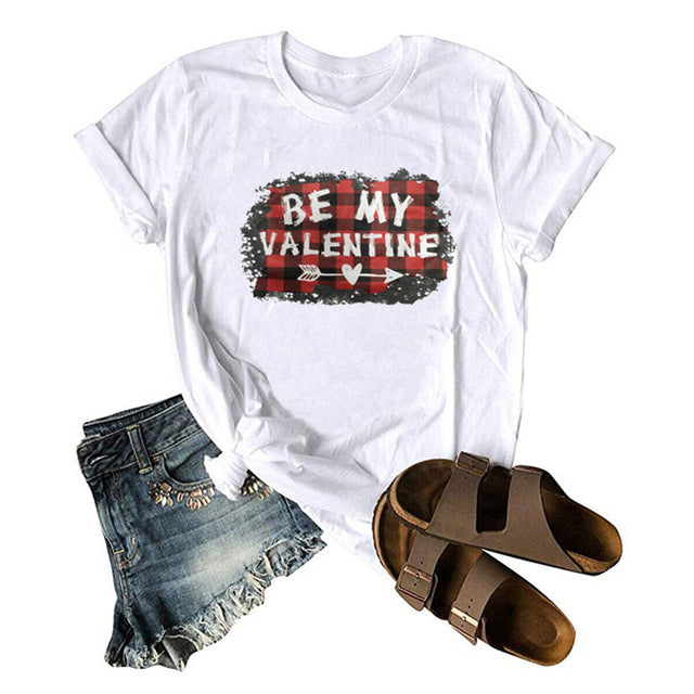 Valentine's Short Sleeve Top Women Cute T-shirt 2020 New Valentine Day Top Summer Tops Tee Large Size Women T Shirts 3XL