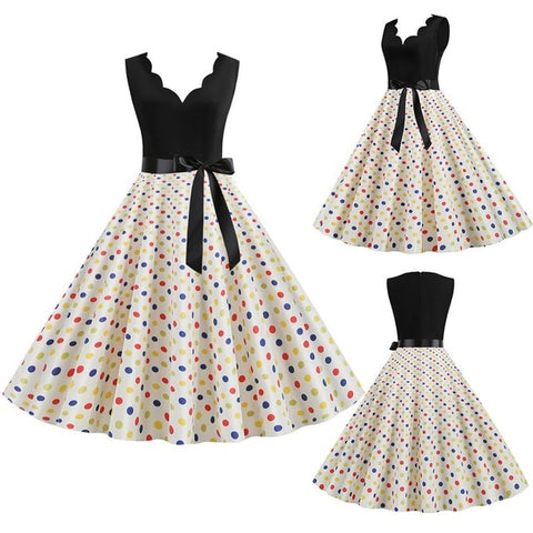 Women Dresses Summer 2020 Party Floral Sundress Sleeveless V Neck A Line Elegant Midi Dress Plus Size Woman Clothes For New Year