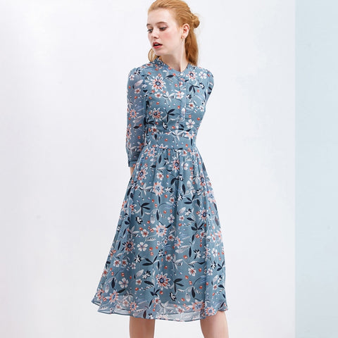 ONLY PLUS Women Dress Chiffon Floral Printed Dress Buttoned Up A-line Half Sleeve Dress For Women 2020 Spring Summer Dress