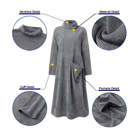 Fashion Turtleneck Hoodies Dress Women's Autumn Sundress ZANZEA Casual Sweatshirts Pullovers Female Pacthwork Robe Plus Size 5XL