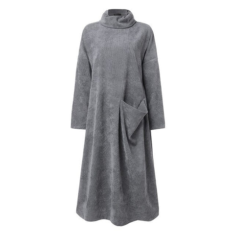 Fashion Turtleneck Hoodies Dress Women's Autumn Sundress ZANZEA Casual Sweatshirts Pullovers Female Pacthwork Robe Plus Size 5XL