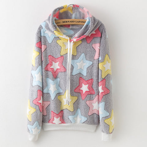 2010 new tops flannel warm thick hooded pullover women long sleeves fight casual sneakers women's clothing