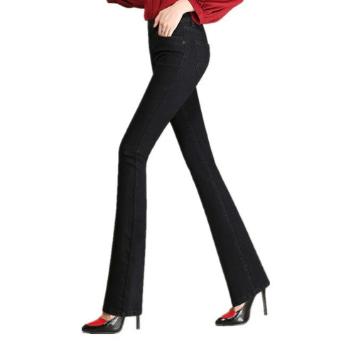 ACRMRAC women jeans Spring and autumn Flare Pants womens wide leg trouser jeans trousers Elasticity Thin   jeans woman