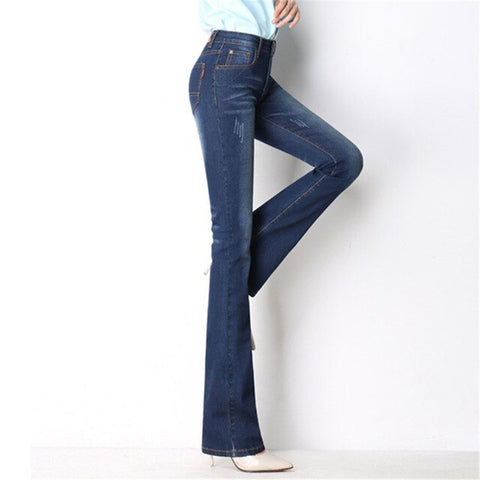 ACRMRAC women jeans Spring and autumn Flare Pants womens wide leg trouser jeans trousers Elasticity Thin   jeans woman