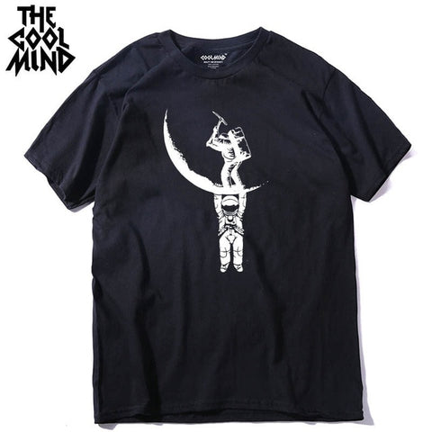 COOLMIND MO0117A 100% cotton short sleeve casual loose o-neck men T-shirt casual summer cool T shirt loose tshirt tee shirts
