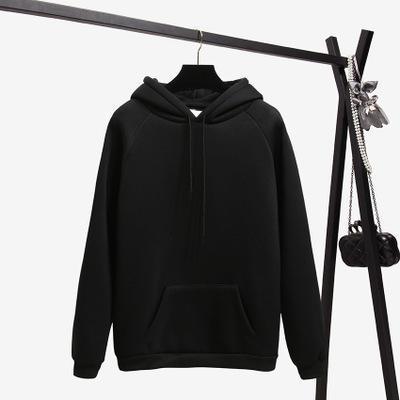 2018 Fashion Solid Color Autumn And Winter Plus Velvet Loose Women's Sweatshirt Hooded Collar Long Sleeve Casual Sky Blue Hoodie