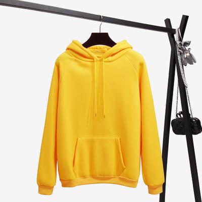 2018 Fashion Solid Color Autumn And Winter Plus Velvet Loose Women's Sweatshirt Hooded Collar Long Sleeve Casual Sky Blue Hoodie
