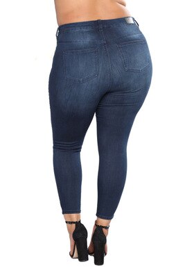 High Waist Slim Pencil Trousers blue summer hole ripped jeans women pants stretch jeans high waist women plus size jeans 2018