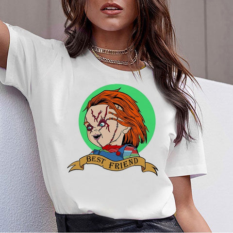 chucky Horror High Quality cool women new t shirt streetwear ulzzang tee shirts t-shirt fashion female femme new  tshirt top