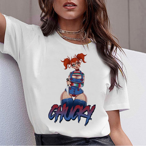 chucky Horror High Quality cool women new t shirt streetwear ulzzang tee shirts t-shirt fashion female femme new  tshirt top