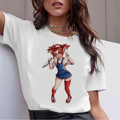 chucky Horror High Quality cool women new t shirt streetwear ulzzang tee shirts t-shirt fashion female femme new  tshirt top