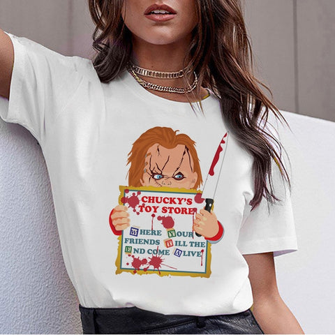 chucky Horror High Quality cool women new t shirt streetwear ulzzang tee shirts t-shirt fashion female femme new  tshirt top