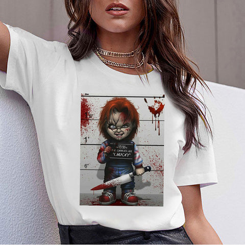 chucky Horror High Quality cool women new t shirt streetwear ulzzang tee shirts t-shirt fashion female femme new  tshirt top